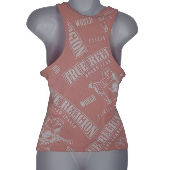 TRUE RELIGION Women's Ombre Goddess Crewneck Racer Back Ribbed Tank Top S - Picture 1 of 8